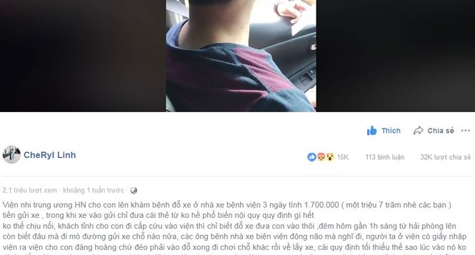 lanh dao bv nhi noi gi vu thu phi gui o to 17 trieu dong