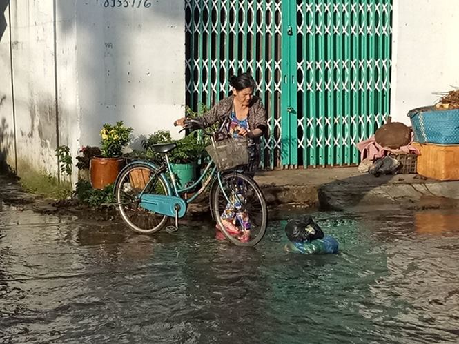 Đường biến thành sông, dân miền Tây 'bì bõm' đi lại duong bien thanh song dan mien tay bi bom di lai