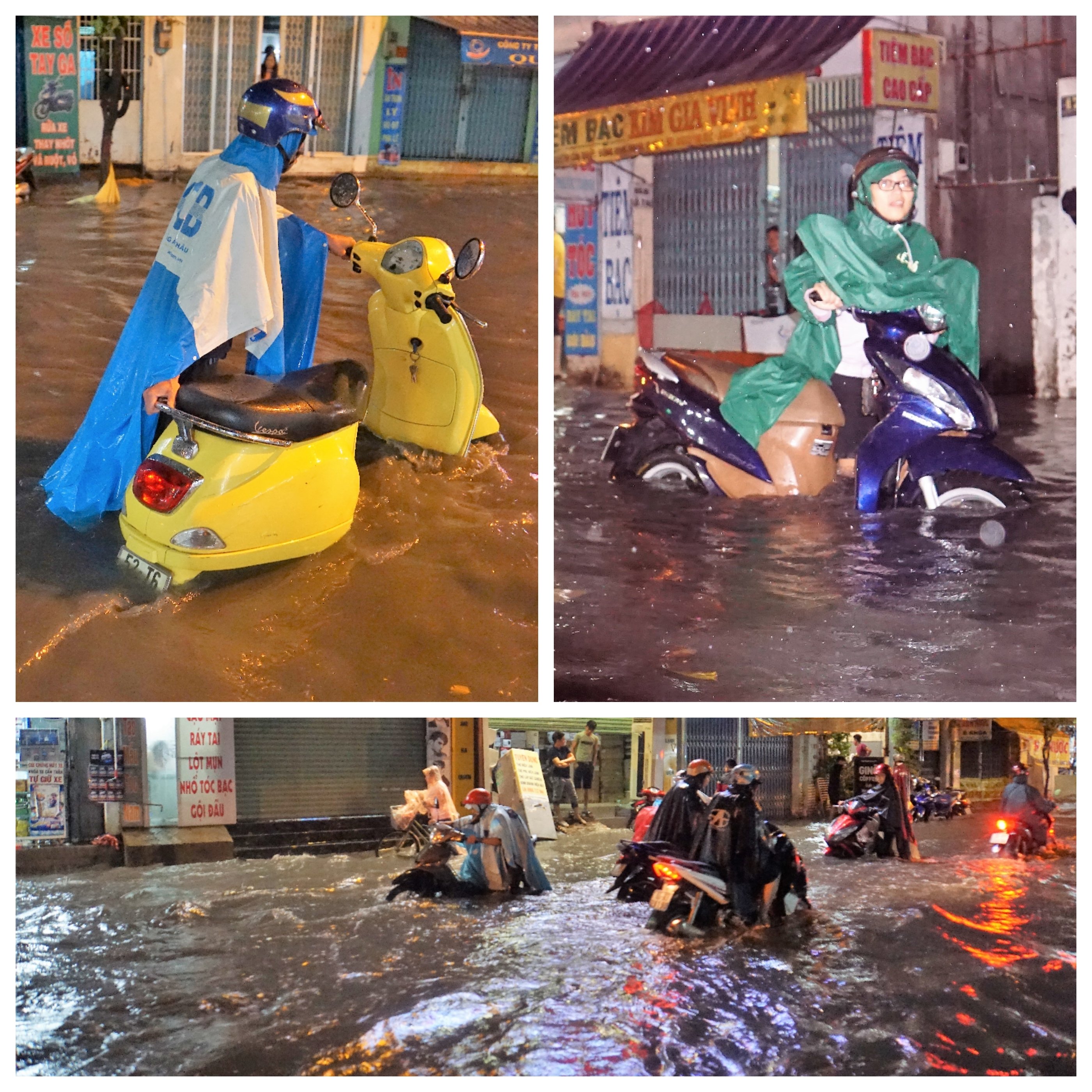 nguoi sai gon trang dem tat nuoc day xe tren duong ngap nua met