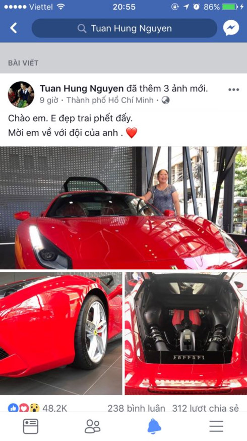 sieu xe ferrari 16 ti cua tuan hung tren pho va o cac su kien