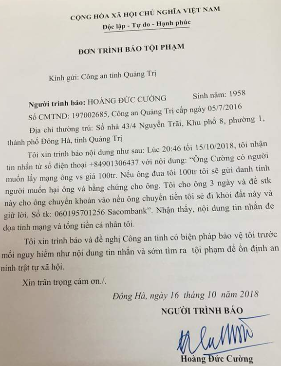 chanh van phong doan dai bieu quoc hoi bi de doa tinh mang tong tien