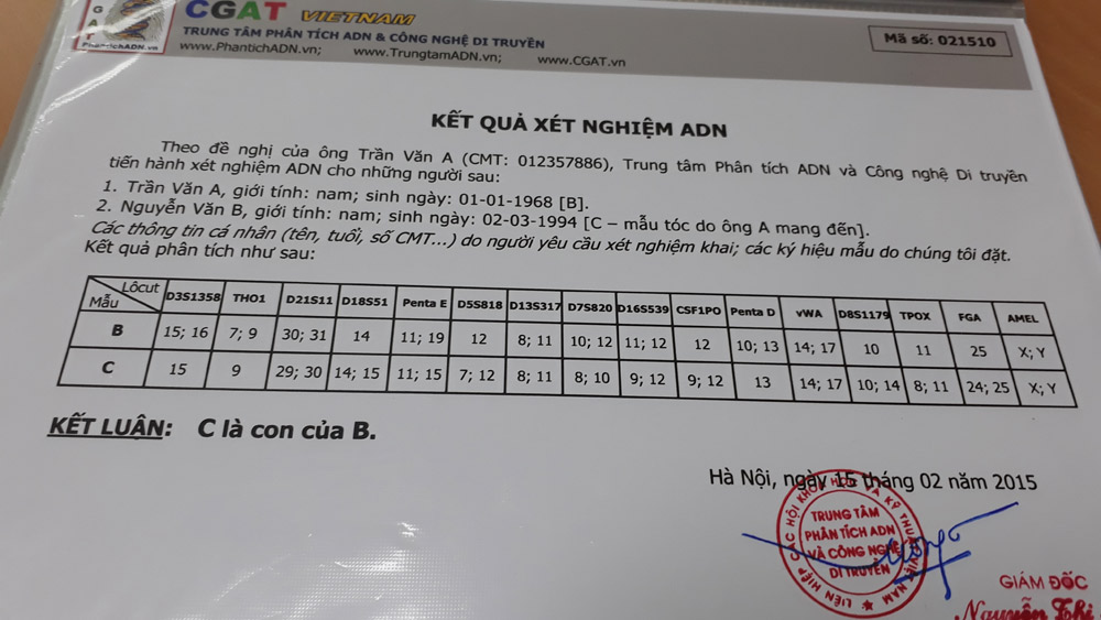 bi vo lua suot 20 nam thay giao bat khoc trong phong xet nghiem adn