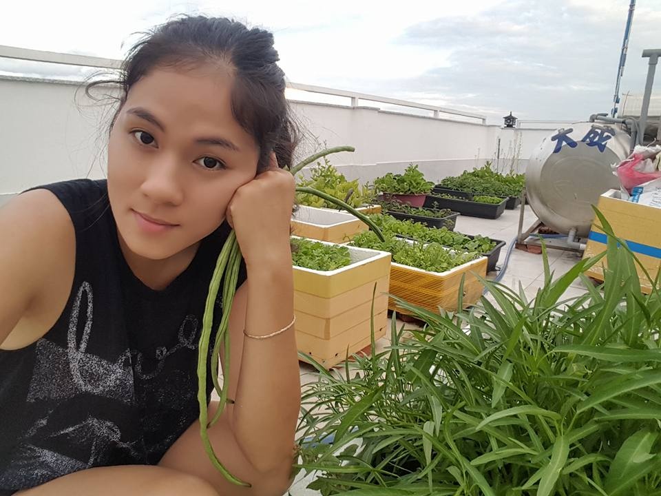 san thuong 60m2 phu kin rau qua sach cua ba me 2 con o sai thanh trong vi suc khoe gia dinh