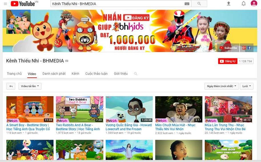 nhung kenh youtube duoc tre em theo doi nhieu nhat o viet nam