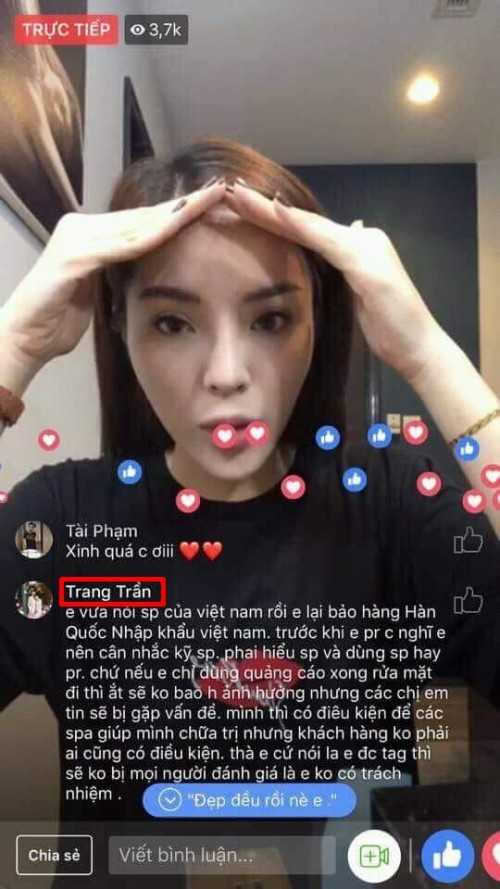 quang cao my pham mau thuan ky duyen bi dan chi trang tran gop y thang than ngay tren livestream
