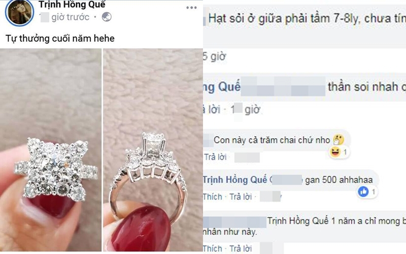 khoe nhan kim cuong 500 trieu bo con gai tang hong que tu nhu cung bo cong de dau