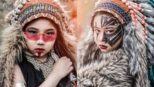 Cặp đôi thiên thần nhí tại Đà Nẵng hóa thổ dân siêu đáng yêu