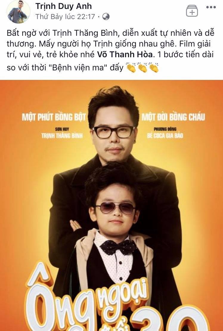 Sao Việt nhận xét gì về phim 'Ông ngoại tuổi 30'? sao viet nhan xet gi ve phim ong ngoai tuoi 30