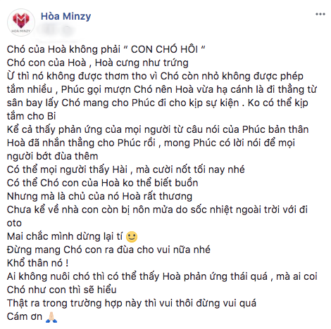 duc phuc lo mieng che cun cung hoi hoa minzy len tieng dap tra
