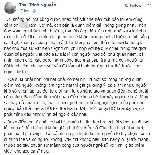 thao trang thai trinh bay to buc xuc khi bi gan mac ca si hat mai khong noi