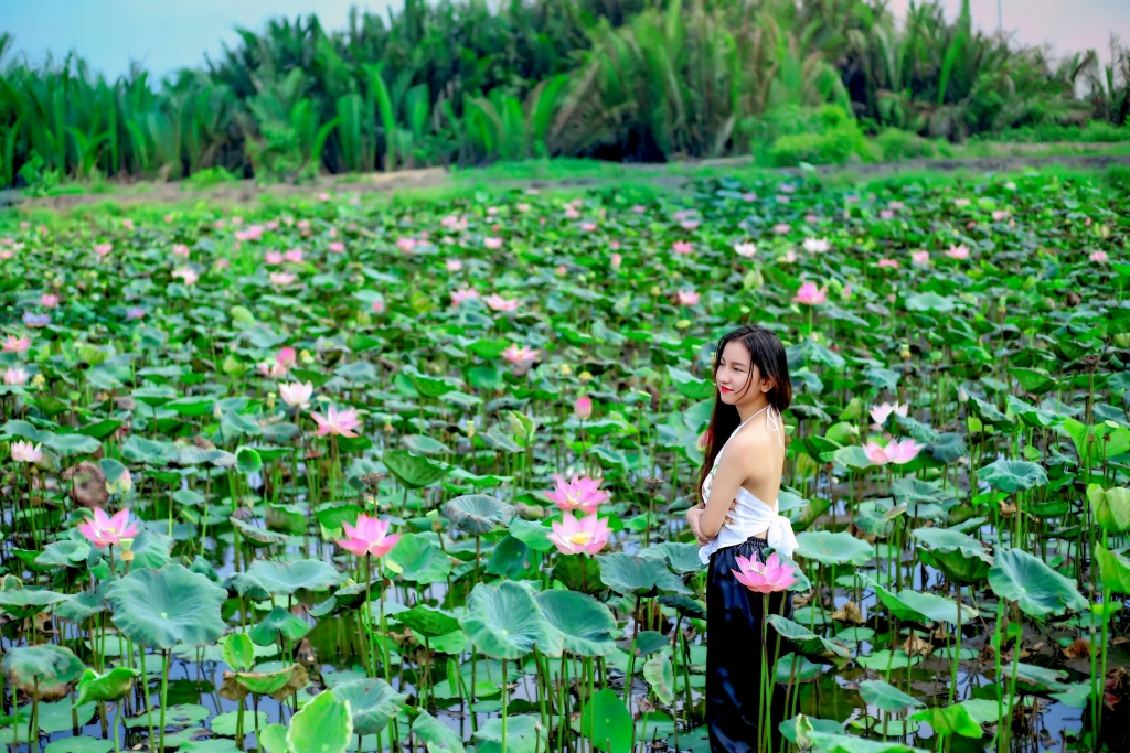ngam ve dep cuon hut cua nu sinh dong nai duyen dang khoe sac giua mua sen