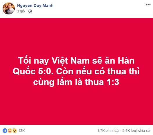 phan ung cua sao viet sau tran thua cua u23 viet nam truoc han quoc tai tran ban ket asiad 2018