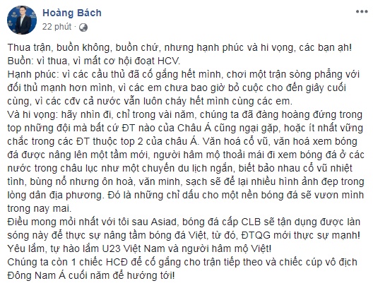 phan ung cua sao viet sau tran thua cua u23 viet nam truoc han quoc tai tran ban ket asiad 2018