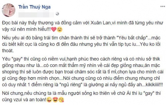 danh hai thuy nga tiet lo tung yeu nguoi dong tinh giong xuan lan