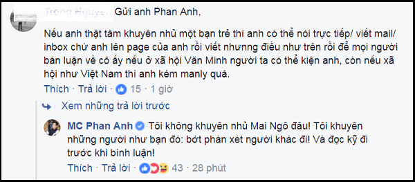 mc phan anh khang dinh mai ngo khong co gan nao dam coi thuong ban giam khao