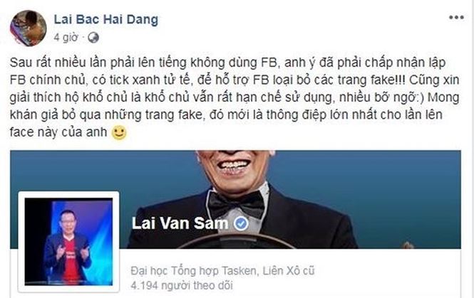 mc lai van sam chinh thuc dung facebook sau nhieu lan bi gia mao