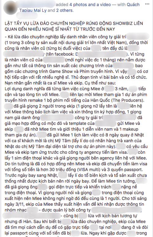son ngoc minh mlee va nhieu nghe si tre v biz bi ke mao danh lua dao hon 300 trieu dong