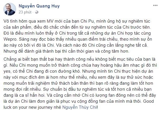Giữa tâm bão Chi Pu vẫn được nhiều nghệ sĩ thông cảm, động viên giua tam bao chi pu van duoc nhieu nghe si thong cam dong vien