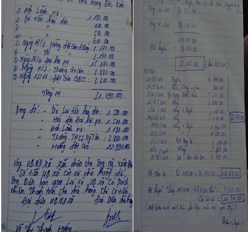 thong tin bat ngo tu nha hang ghi lanh dao xa no tien nhau khong tra