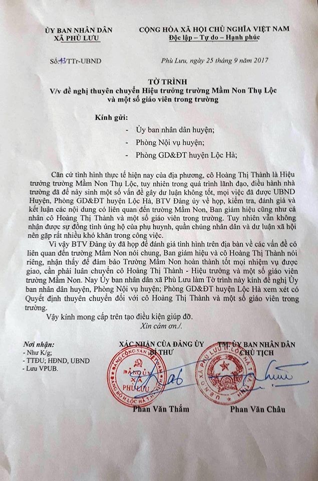 xa yeu cau chuyen hieu truong mam non mua noi ap suat het 8 trieu khai len 40 trieu