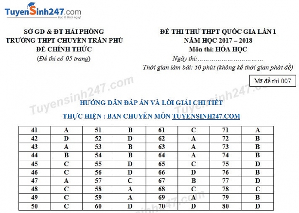 de thi thu thpt quoc gia 2018 mon hoa truong thpt chuyen tran phu