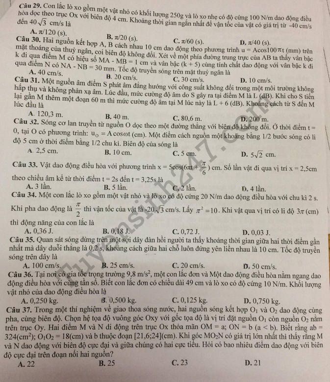 de thi thu thpt quoc gia 2018 mon vat ly truong thpt chuyen le quy don