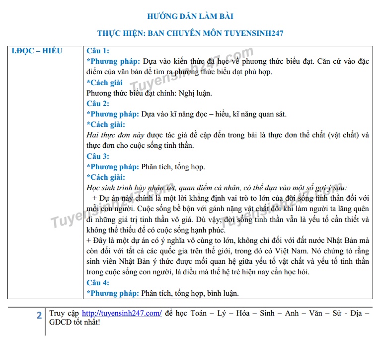 dap an de thi thu thpt quoc gia 2018 lan 1 mon van truong thpt chuyen lam son