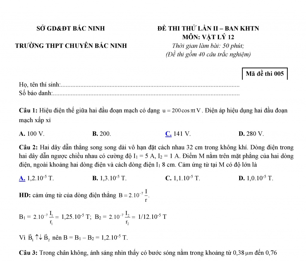 de thi thu thpt quoc gia 2018 lan 2 mon vat ly truong thpt chuyen bac ninh