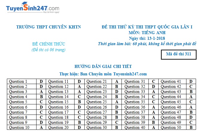 de thi thu thpt quoc gia 2018 lan 1 mon tieng anh thpt chuyen khoa hoc tu nhien