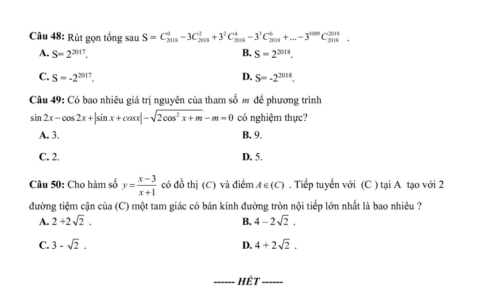 de thi thu thpt quoc gia 2018 lan 1 mon toan thpt chuyen le khiet