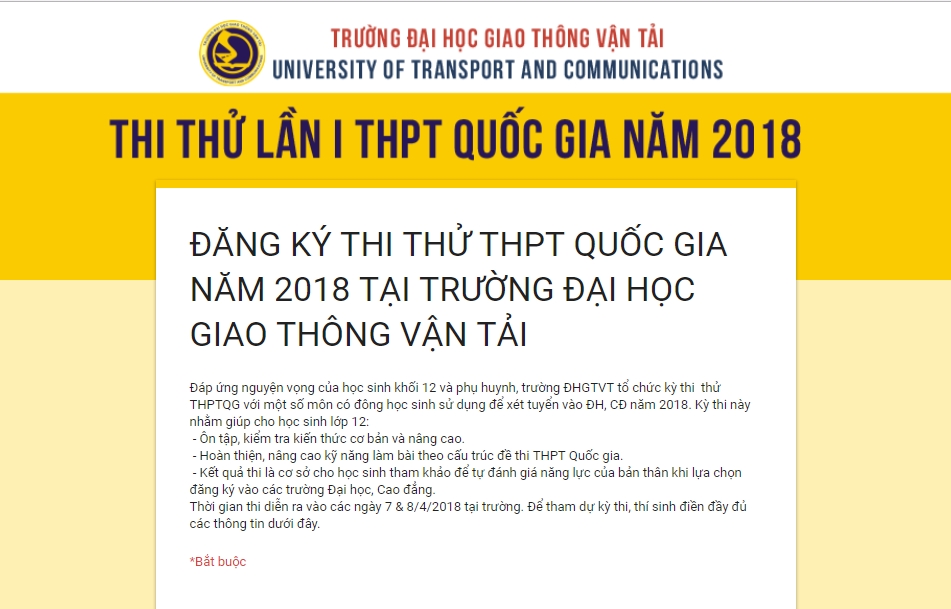 dh giao thong van tai to chuc thi thu thpt quoc gia 2018