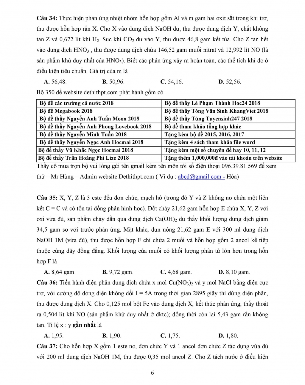 de thi thu thpt quoc gia 2018 mon hoa lan 4 thpt chuyen hung vuong