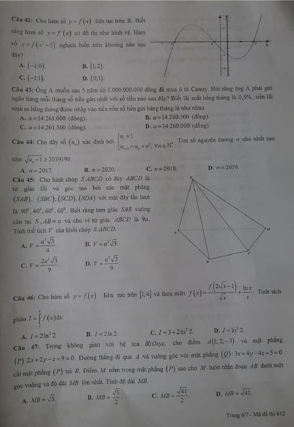 Đề thi học kỳ 2 môn Toán lớp 12 năm học 2017-2018 Sở GD&ĐT Nam Định de thi hoc ky 2 mon toan lop 12 nam hoc 2017 2018 so gddt nam dinh