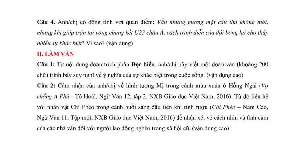 dap an de thi thu thpt quoc gia 2018 lan 3 mon van thpt chuyen thai binh