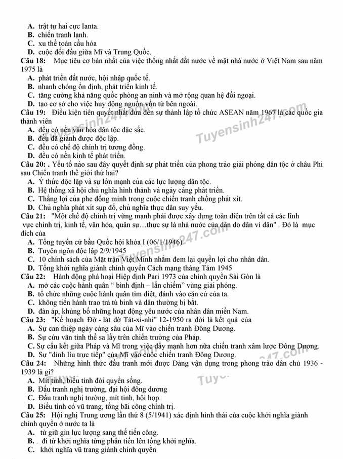 Đề thi thử THPT quốc gia 2018 môn Sử lần 2 cụm trường THPT chuyên - Ảnh 4.