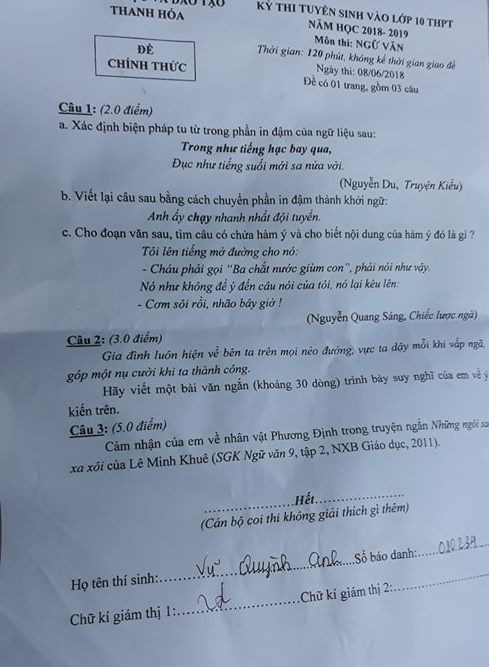 thi lop 10 tai thanh hoa de van nhat khong co tinh phan loai hoc sinh