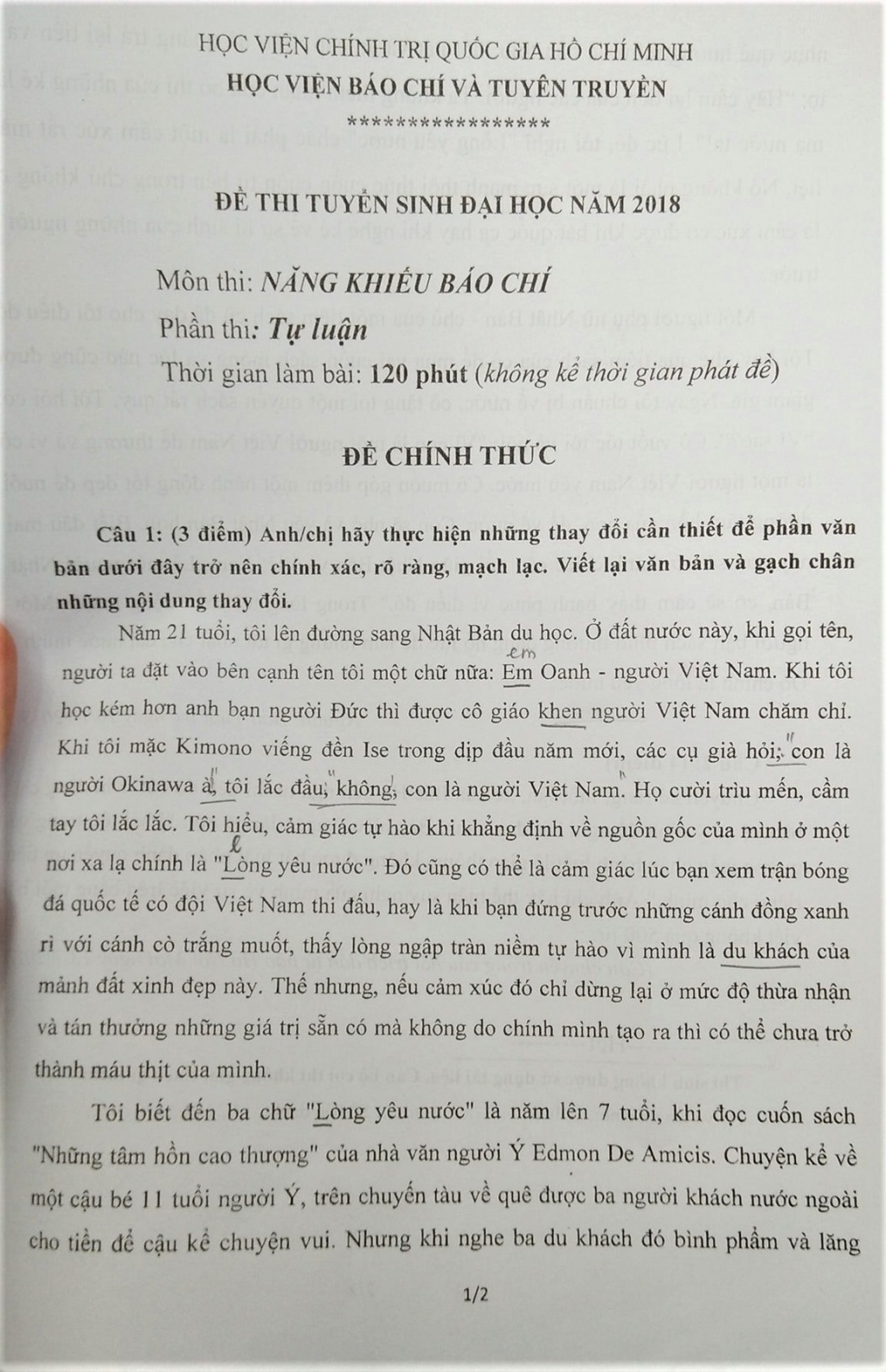 tinh thoi su khong cao thi sinh tu tin dat 8 diem de nang khieu bao chi