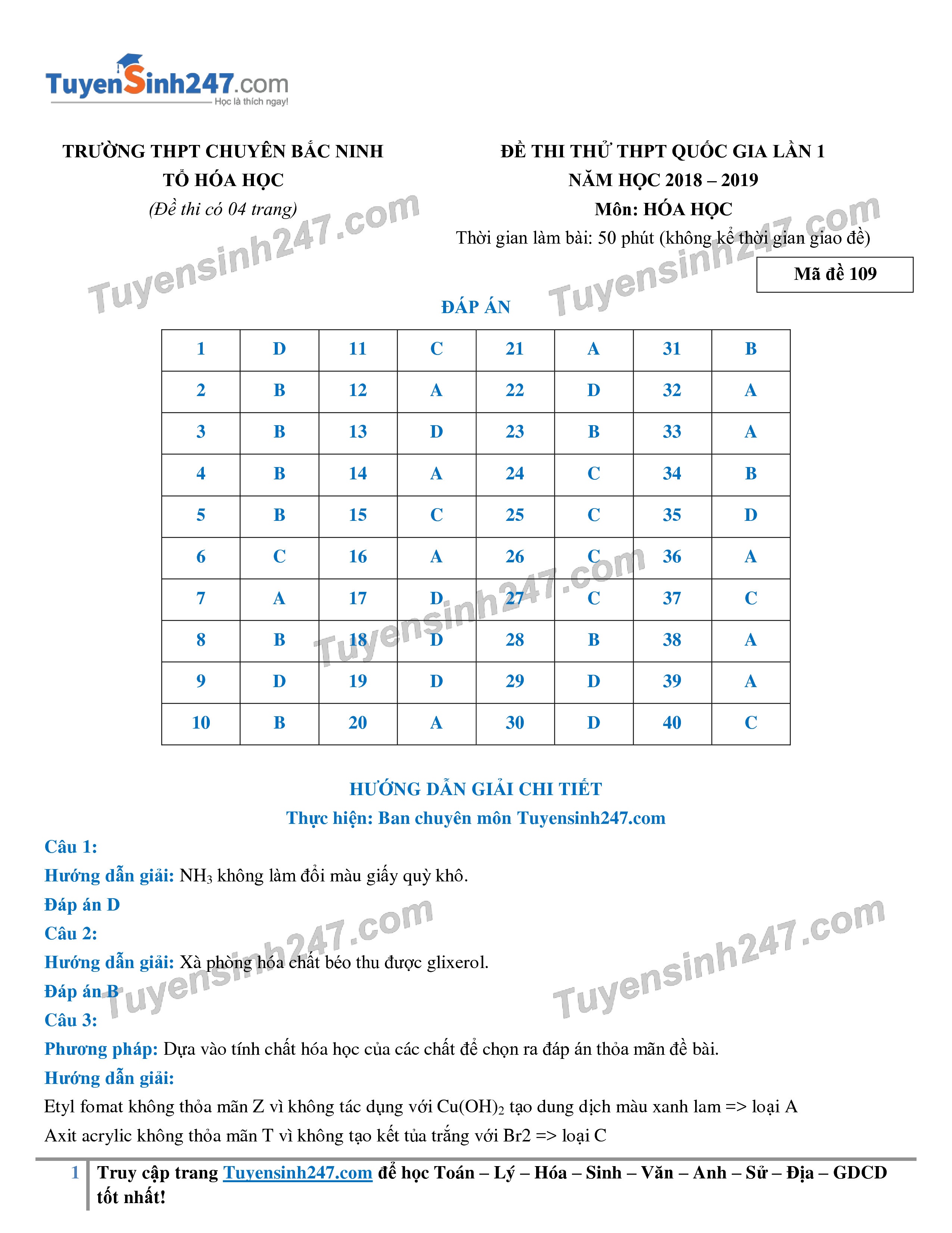 giai chi tiet de thi thu thpt quoc gia 2019 mon hoa lan 1 thpt chuyen bac ninh