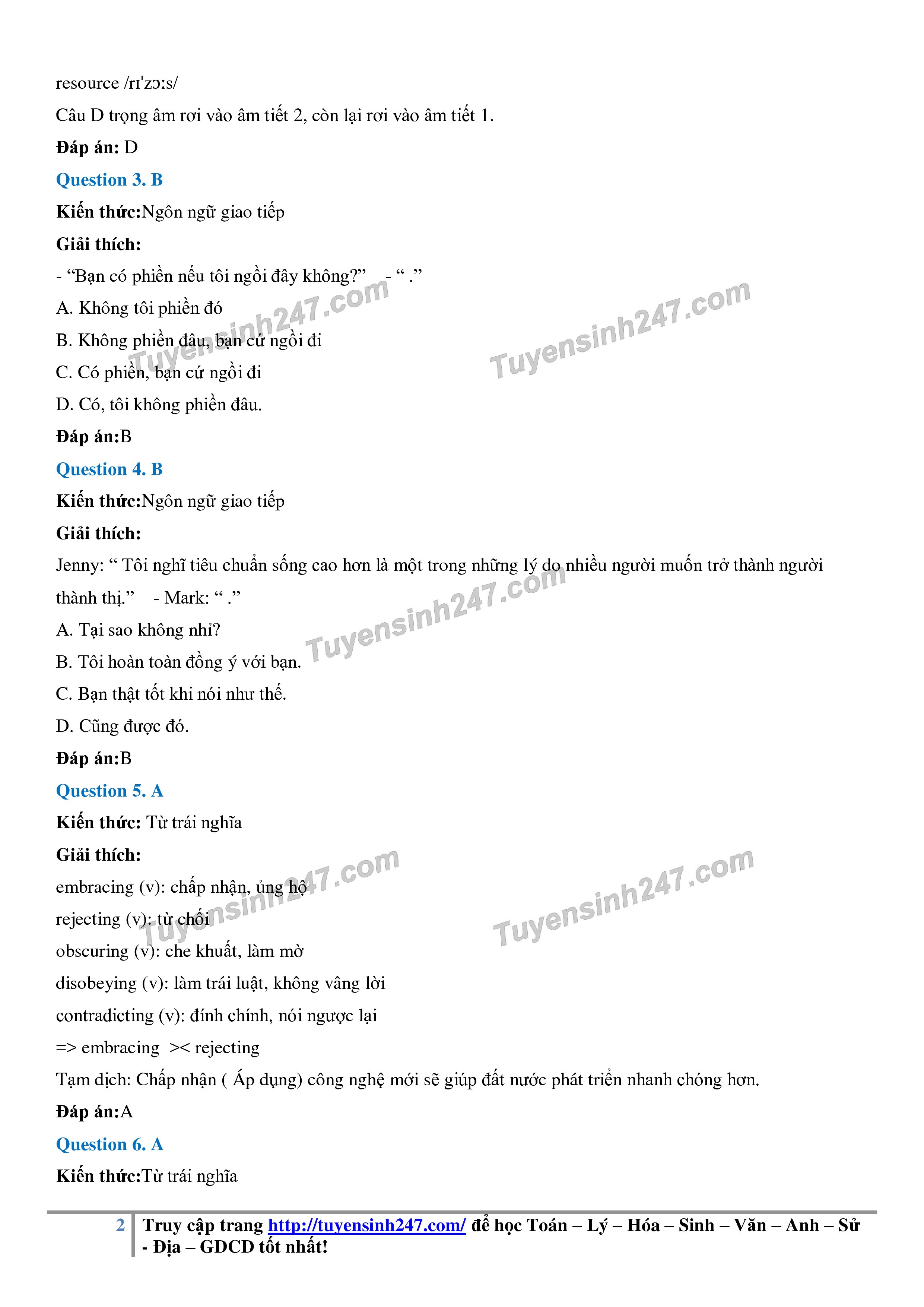 dap an de thi thu thpt quoc gia 2019 mon tieng anh lan 1 thpt chuyen bac ninh