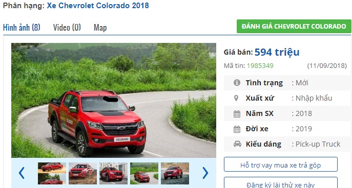gia tu 594 trieu dong o to ban tai cua chevrolet ban chay nhat viet nam