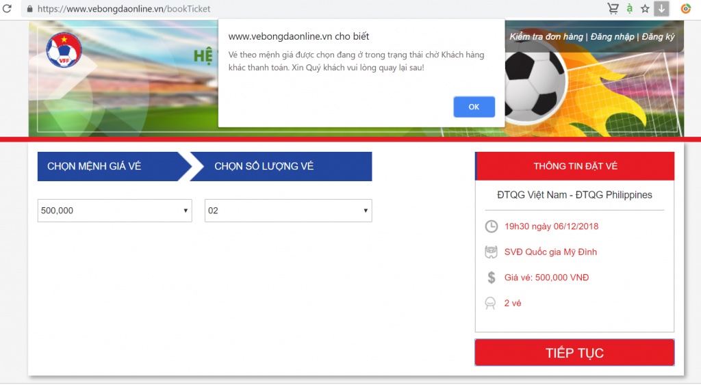 hom nay nguoi ham mo van khong mua duoc ve tran ban ket viet nam vs philippines ban to chuc thong bao da ban het
