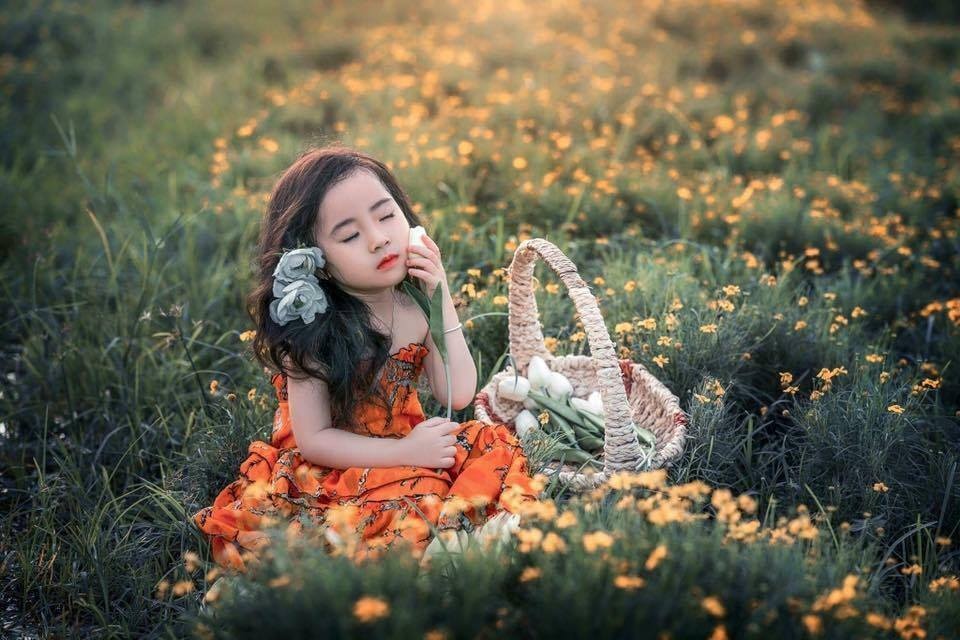 Tan chảy trước bộ ảnh chụp cùng hoa sen của 'Công chúa tóc xù' 5 tuổi tan chay truoc bo anh chup cung hoa sen cua cong chua toc xu 5 tuoi