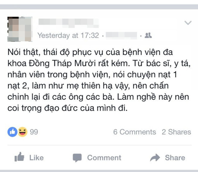 hoc sinh lop 12 bi ky luat vi che benh vien tren facebook