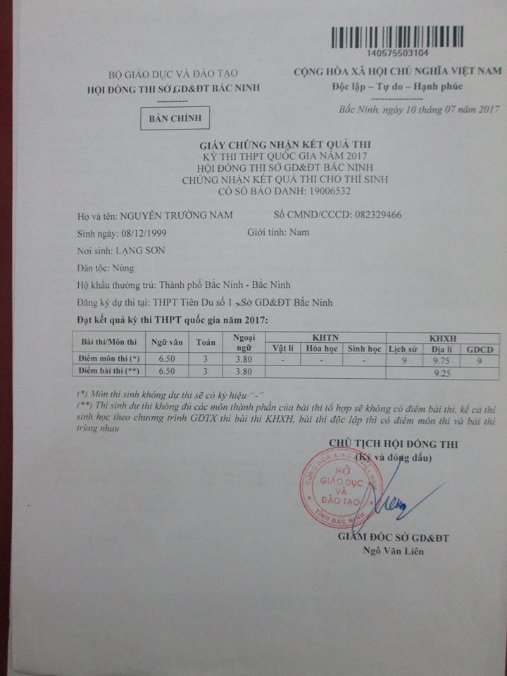 lang son so suat trong qua trinh lam ho so nam sinh mat co hoi vao dai hoc