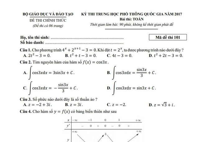 se cong khai ket qua danh gia de toan thpt quoc gia 2017