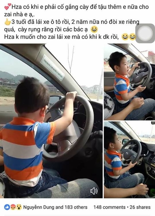 bo cho be trai 3 tuoi lai xe o to giong kieu nha giau khoe co xe o to