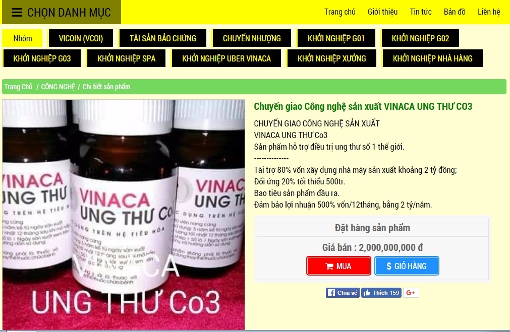 tru so cong ty phan phoi thuoc chua ung thu bang than tre vinaca cua dong then cai