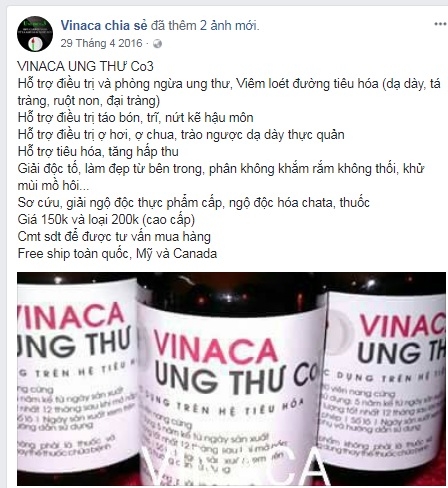 vinaca ung thu co3 lam bang tro than duoc quang ba la ho tro dieu tri ung thu so 1 the gioi