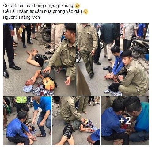 ha noi nam thanh nien tu cam bua dap vao dau o duong de la thanh
