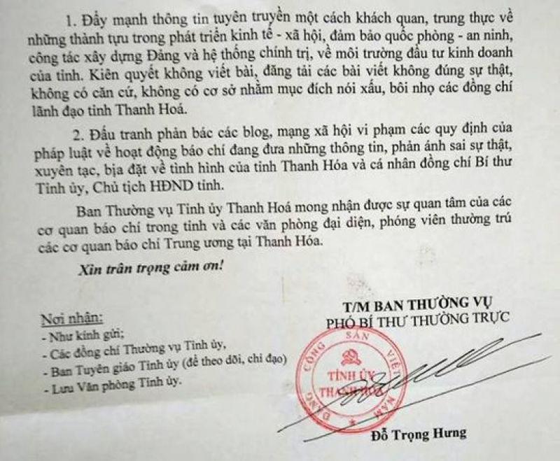 thanh hoa bac bo thong tin bia dat ve bi thu tinh uy trinh van chien